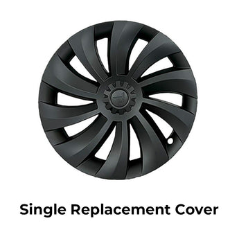 Single dark gray 19-inch wheel cover hubcap with Uberturbine multi-spoke design.
