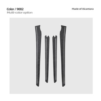 Charcoal black Alcantara door panel trim inserts with ambient light cutouts (set of 4).