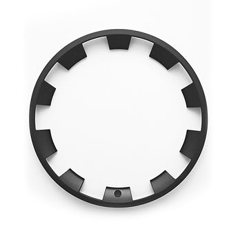 Black wheel rim protector ring with snap-on tabs for curb protection