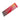 Red and chrome rectangular emblem with fan-like radial lines pattern