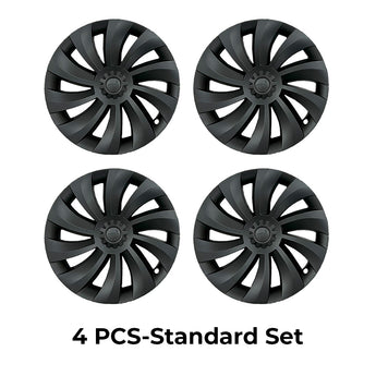 Set of four dark gray 19-inch wheel cover hubcaps with Uberturbine multi-spoke design.
