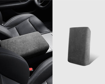 Alcantara armrest cover for Tesla, charcoal black fabric pad