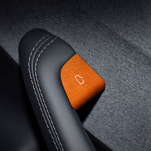 Orange Alcantara door button wrap sticker for car interior, single piece