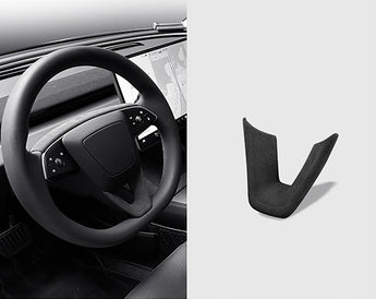 Charcoal black Alcantara steering wheel lower trim cover insert