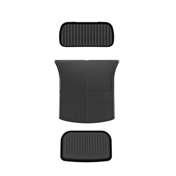 All-weather TPE trunk mat set (3 pieces) in dark gray with raised ridge pattern