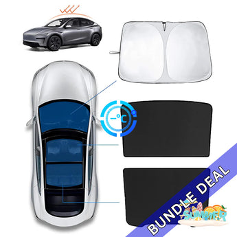 Front windshield and sunroof sun shades bundle for Tesla Model Y, black front