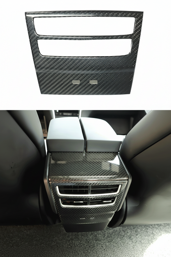 Carbon fiber rear air vent cover with two horizontal grille openings