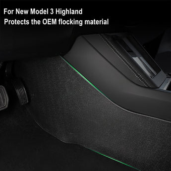 Center console side cover protector, dark covers with thin green trim line