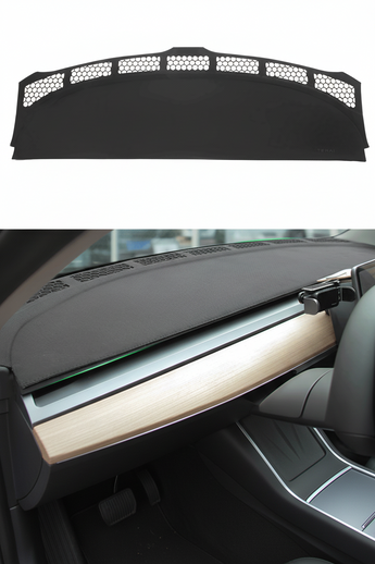 Dashboard cover for car interior, dark gray with honeycomb vent cutouts