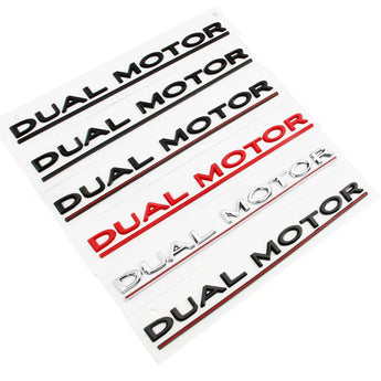 Dual motor emblem decal set with multiple color styles on a single sheet