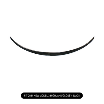 Glossy black rear spoiler, curved aerodynamic lip