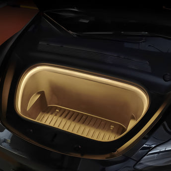 LED light strip for Tesla frunk, warm white glow around trunk opening edge