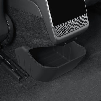 Rear center console organizer storage box, matte black with open tray insert