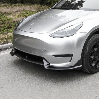Front lip spoiler body kit for the front bumper, black add-on trim pieces.