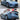V-style carbon fiber front lip splitter on blue sedan front bumper
