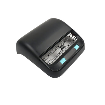 Matte black rear vent cover insert with two blue indicator tabs