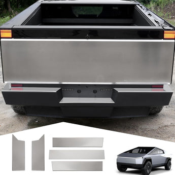 Stainless steel rear bumper guard installed with side fins and center plate