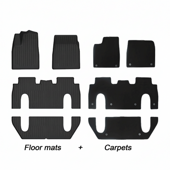 All-weather floor mat and carpet insert set shown in black pieces on a white background
