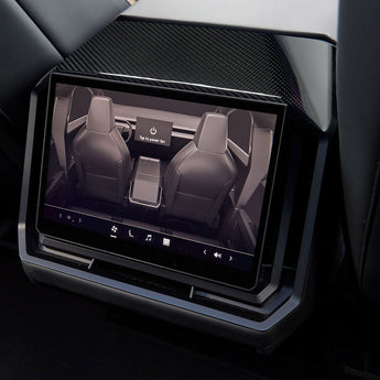 Real Carbon Fiber Rear Screen Frame Cover installed on Tesla Cybertruck
