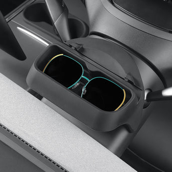 Car steering wheel organizer tray with two accessory slots and cable pass-through
