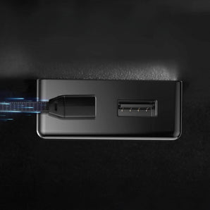 OBD-II connector adapter rear view with port openings, dark metallic finish