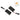 Pair of black door puddle light modules with wiring and connectors