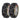 Pair of tire snow chains, black with silver links and yellow/red tension bands