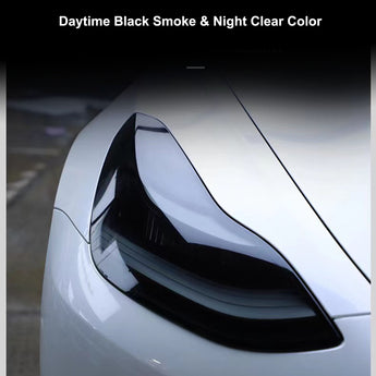 Smoked black headlight tint film on a headlamp lens