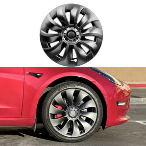 19-inch wheel cover with dark spokes and silver outer rim, 5 double-spoke design