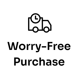 Worry-free purchase badge with truck and clock icon