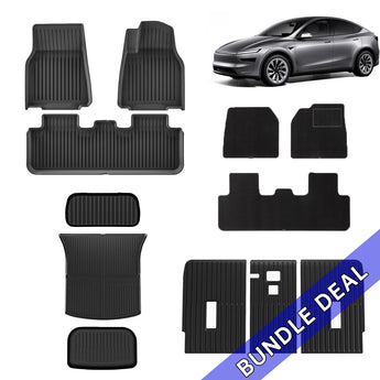 12-piece floor mat and liner set, dark textured rubber and carpet inserts