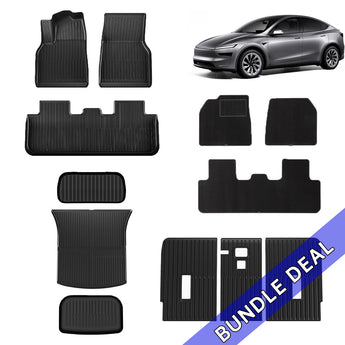 Black all-weather car floor mat liner set, multiple molded pieces with ribbed texture