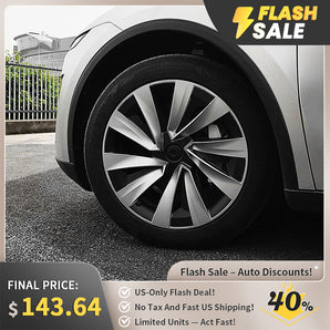 19-inch crossflow wheel cover with silver multi-spoke design and black center