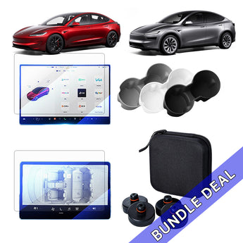 Vehicle accessory starter kit with cup holder liners, screen protectors, and zip pouch