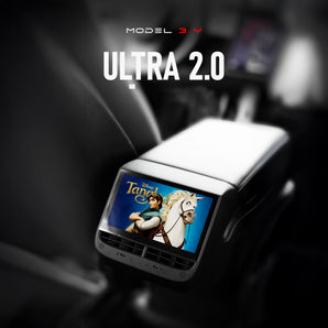Rear touchscreen display showing a cartoon scene on the screen