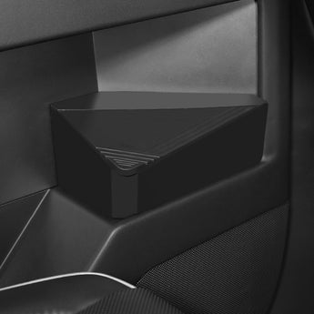 Black hidden door organizer tray installed on door panel storage area