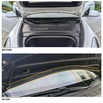 Front hood opening with black rubber weather seal fitted around opening