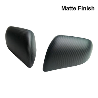 Matte finish carbon fiber side mirror covers, two-piece set, dark weave texture
