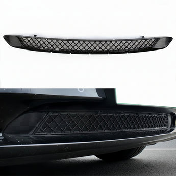 Front bumper grille insert with black center grille and diamond mesh