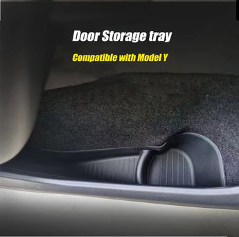 Side door storage tray for car door pocket, dark gray molded insert with handle