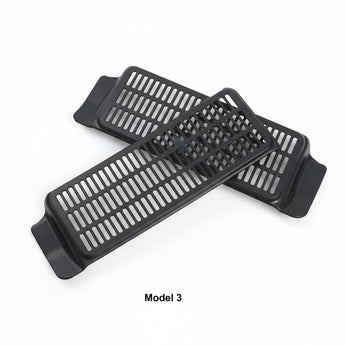 Two-piece under-seat vent cover set in black with grille insert design