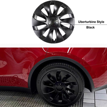 Black induction-style wheel cover shown mounted on a wheel