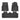 Three-piece black TPE floor mat set with raised ridges and molded fit