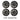 Four black split-spoke wheel covers with center hubs for standard set