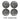 Four black wheel covers with multi-spoke design and center hub for standard set