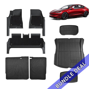 8-piece black floor mat and liner bundle with trunk mat and side pieces