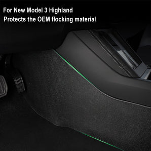 Center console side cover protector, dark covers with thin green trim line