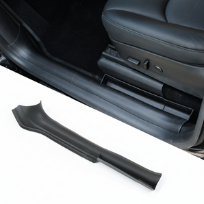 Pair of black front door sill protector strips, molded anti-scratch TPE