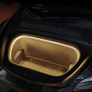 LED light strip for Tesla frunk, warm white glow around trunk opening edge