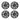 Set of four dark wheel covers showing multi-spoke spokes and round center caps